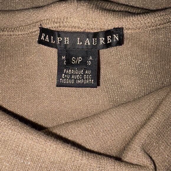 Ralph Lauren Black Label Gold Metallic Sparkle Off Shoulder Sweater Size Small - Picture 3 of 6